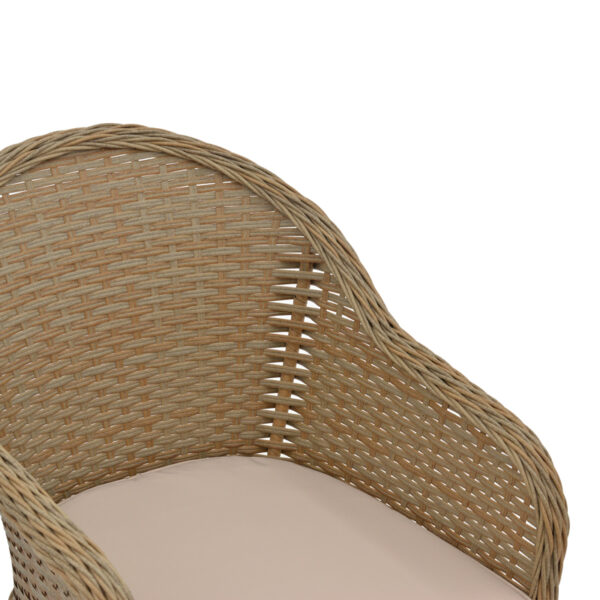 Πολυθρόνα κήπου Hadrian pakoworld rattan καφέ- textilene μπεζ 57x70x85εκ - Image 6