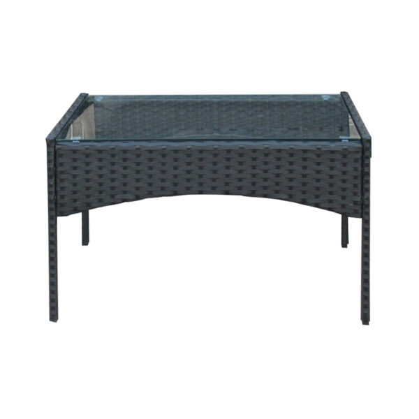 Σαλόνι κήπου Calmness pakoworld σετ 4τμχ rattan μαύρο-ύφασμα γκρι - Image 3