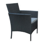 Σαλόνι κήπου Calmness pakoworld σετ 4τμχ rattan μαύρο-ύφασμα γκρι - Image 4