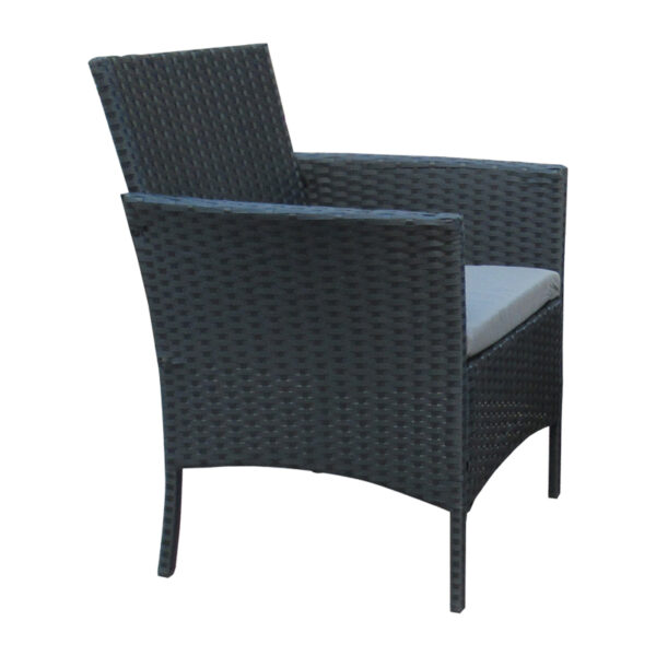 Σαλόνι κήπου Calmness pakoworld σετ 4τμχ rattan μαύρο-ύφασμα γκρι - Image 4