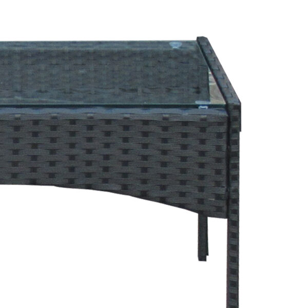 Σαλόνι κήπου Calmness pakoworld σετ 4τμχ rattan μαύρο-ύφασμα γκρι - Image 6