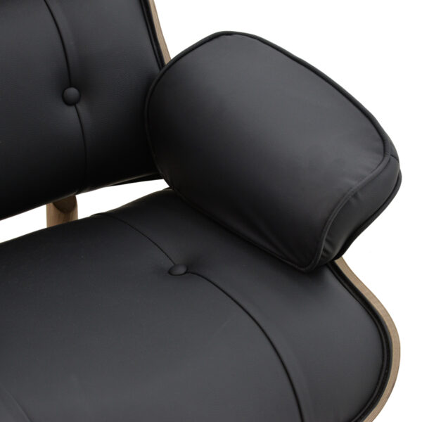 Πολυθρόνα relax Mirto pakoworld μασίφ ξύλο καρυδί -PU μαύρο 80x80x96.5εκ - Image 8