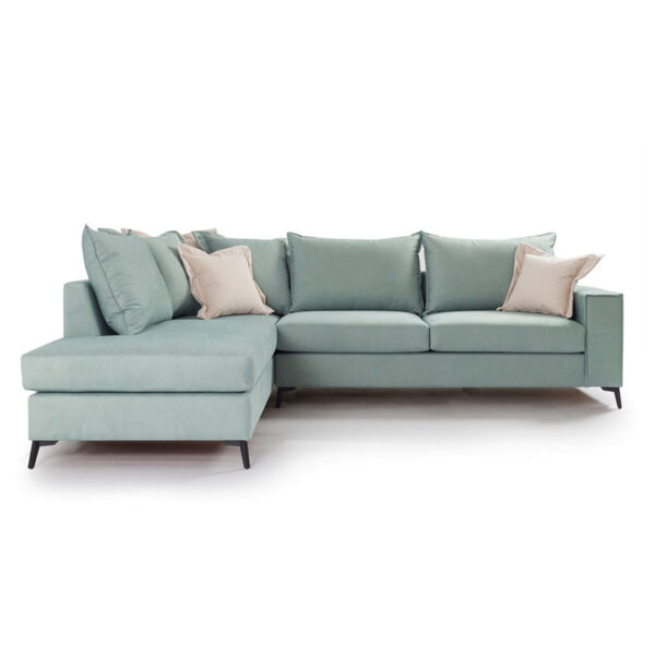 Γωνιακός καναπές δεξιά γωνία Romantic pakoworld ύφασμα Ciel-Cream 290x235x95εκ - Image 9