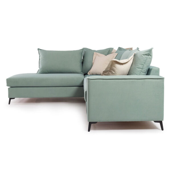 Γωνιακός καναπές δεξιά γωνία Romantic pakoworld ύφασμα Ciel-Cream 290x235x95εκ - Image 10