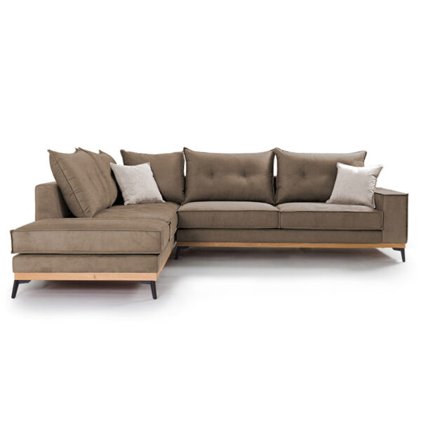 Γωνιακός καναπές δεξιά γωνία Luxury II pakoworld ύφασμα mocha-cream 290x235x95εκ - Image 5