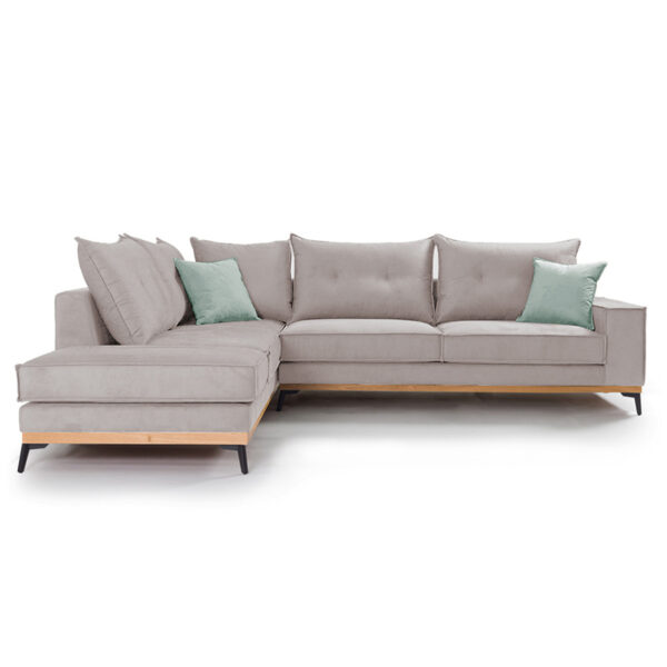Γωνιακός καναπές δεξιά γωνία Luxury II pakoworld ύφασμα elephant-ciel 290x235x95εκ - Image 5