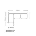Γωνιακός καναπές δεξιά γωνία Luxury II pakoworld ύφασμα elephant-ciel 290x235x95εκ - Image 7