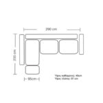 Γωνιακός καναπές δεξιά γωνία Romantic pakoworld ύφασμα elephant-ciel 290x235x95εκ - Image 7