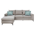 Γωνιακός καναπές Fabulous pakoworld αναστρέψιμος ύφασμα elephant-ciel 240x165x95εκ - Image 8