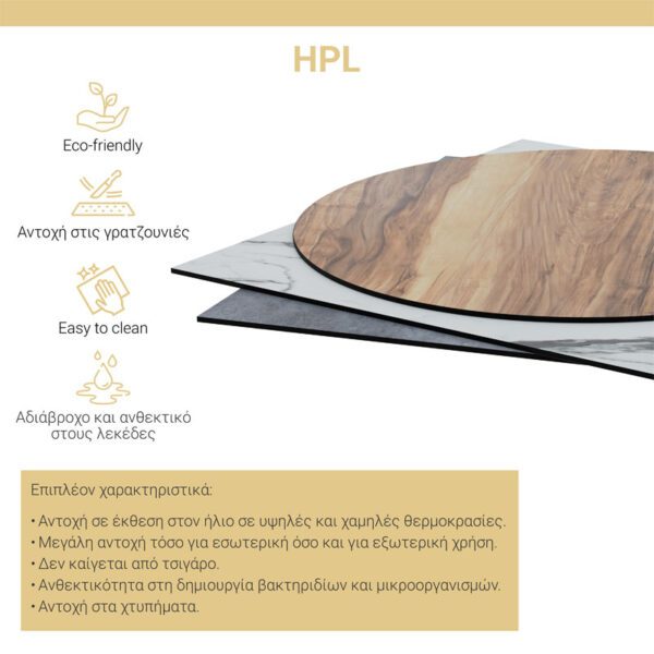 Επιφάνεια τραπεζιού Fervor pakoworld HPL ivory 70x70εκ πάχους 12mm - Image 3