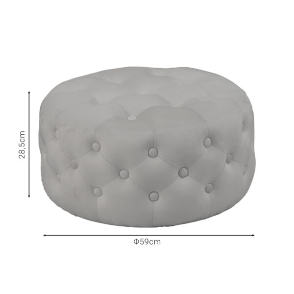 Σκαμπό-πουφ Ferdia pakoworld βελούδο γκρι Φ59x28.5εκ - Image 2