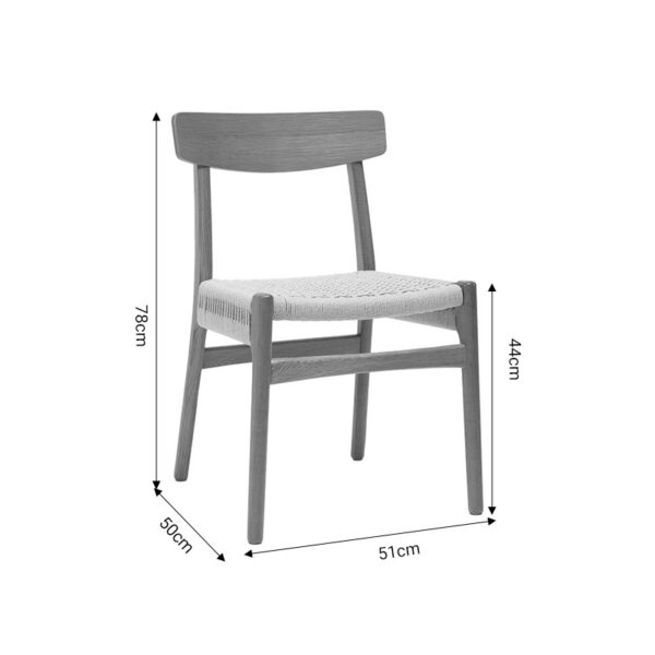 Καρέκλα Safal pakoworld oak δρυς ξύλο-έδρα εκρού σχοινί 51x50x78εκ - Image 7