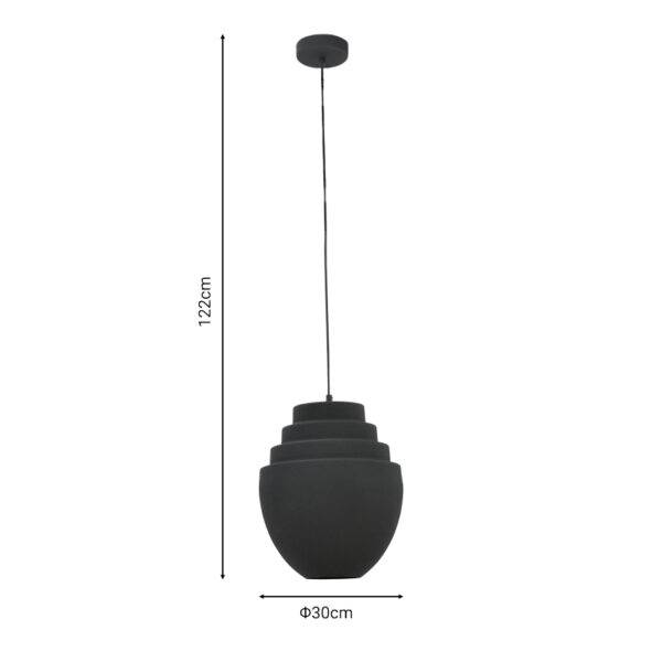 Φωτιστικό οροφής Kelsy Inart E27 μαύρο μέταλλο Φ30x122εκ - Image 4