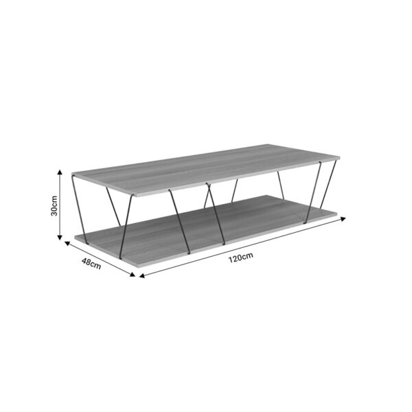 Tραπέζι σαλονιού Tars pakoworld οακ-μαύρο 120x48x30εκ - Image 4
