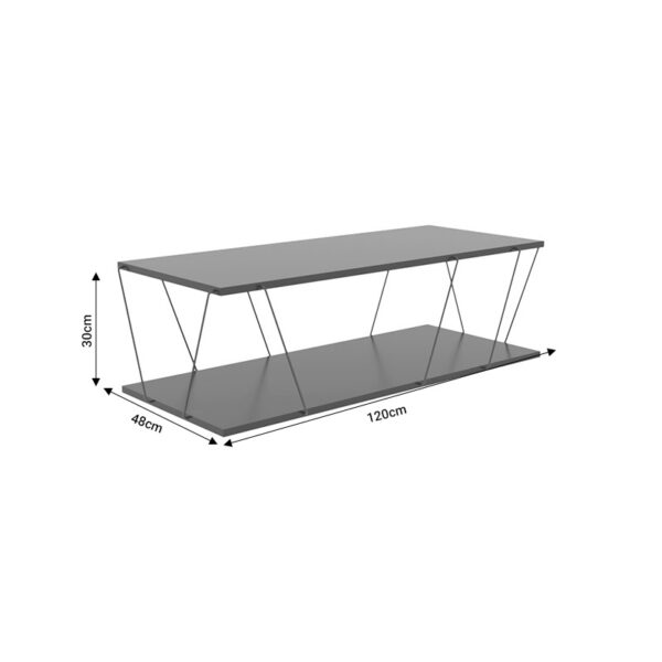 Tραπέζι σαλονιού Tars pakoworld γκρι-μαύρο 120x48x30εκ - Image 4