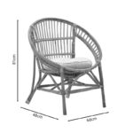 Πολυθρόνα Blore Inart φυσικό ξύλο με μαξιλάρι 70x58x81εκ - Image 6