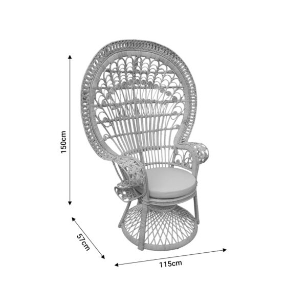 Πολυθρόνα Dorothy Inart με μπεζ μαξιλάρι-φυσικό rattan 115x53x147εκ - Image 4