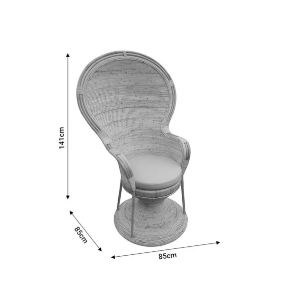 Πολυθρόνα Rea Inart με μπεζ μαξιλάρι-φυσικό rattan 92x75x140εκ - Image 5