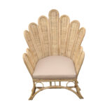 Πολυθρόνα Fragia Inart με μπεζ μαξιλάρι-φυσικό rattan 85x96x120εκ - Image 2