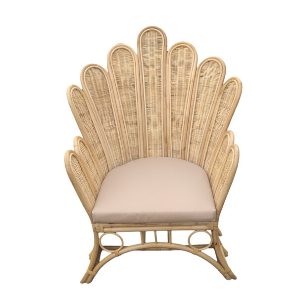 Πολυθρόνα Fragia Inart με μπεζ μαξιλάρι-φυσικό rattan 85x96x120εκ - Image 2