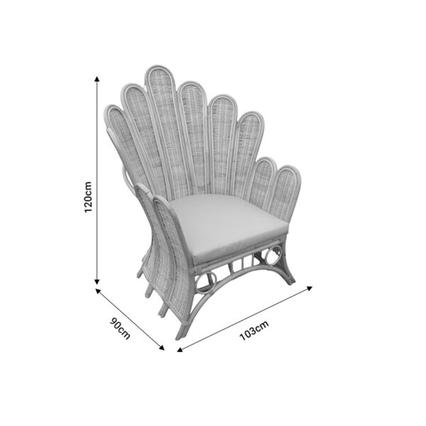 Πολυθρόνα Fragia Inart με μπεζ μαξιλάρι-φυσικό rattan 85x96x120εκ - Image 5