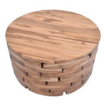 Τραπέζι σαλονιού Wozy Inart φυσικό ξύλο teak Φ90x45εκ - Image 2