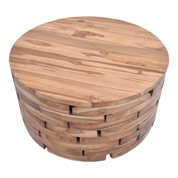 Τραπέζι σαλονιού Wozy Inart φυσικό ξύλο teak Φ90x45εκ - Image 2