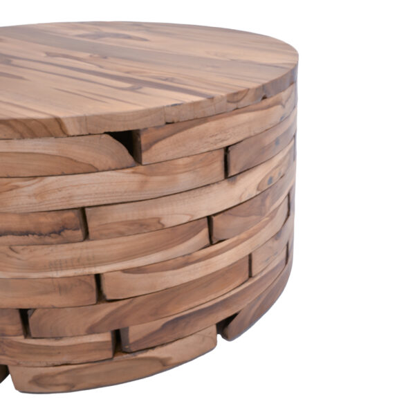 Τραπέζι σαλονιού Wozy Inart φυσικό ξύλο teak Φ90x45εκ - Image 3