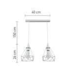 InLight Κρεμαστό φωτιστικό από λευκό μέταλλο 2XE27 D:40cm (4024-2-WH-RAIL) - Image 3