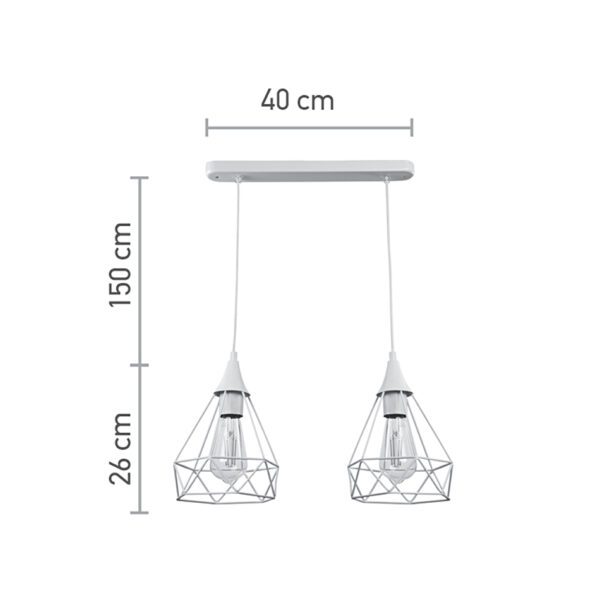 InLight Κρεμαστό φωτιστικό από λευκό μέταλλο 2XE27 D:40cm (4024-2-WH-RAIL) - Image 3