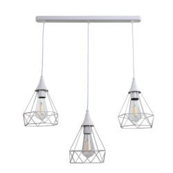 InLight Κρεμαστό φωτιστικό από λευκό μέταλλο 3XE27 D:60cm (4024-3-WH-RAIL)
