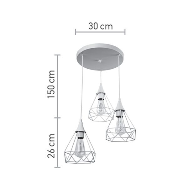 InLight Κρεμαστό φωτιστικό από λευκό μέταλλο 3XE27 D:30cm (4024-3-WH-ROSETTE) - Image 2