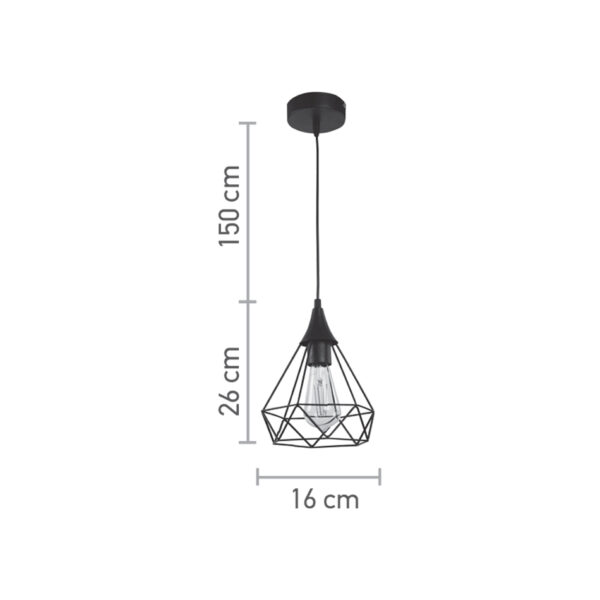 InLight Κρεμαστό φωτιστικό από μαύρο μέταλλο 1XE27 D:16cm (4024-BL) - Image 2