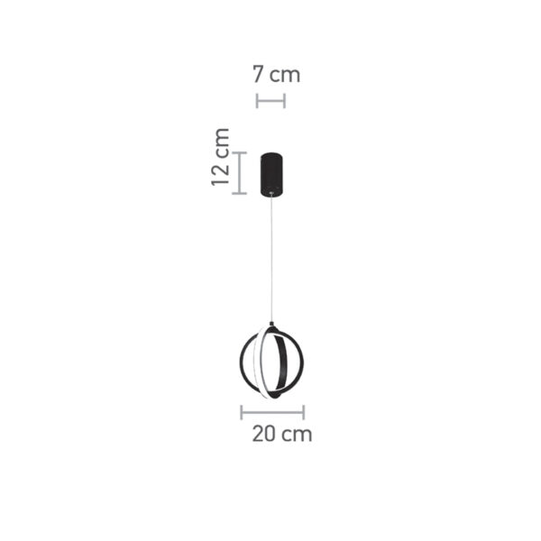 InLight Κρεμαστό φωτιστικό LED 16W 3000K σε μαύρη απόχρωση D:20cm (6057-BL) - Image 3