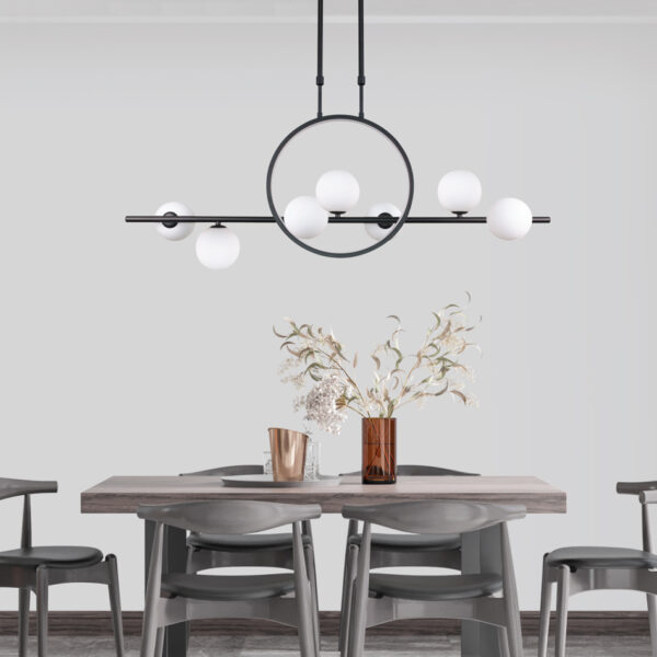 InLight Κρεμαστό φωτιστικό LED 14W 3000K και 7XG9 σε μαύρο χρώμα D:100cm (6062-BL) - Image 2