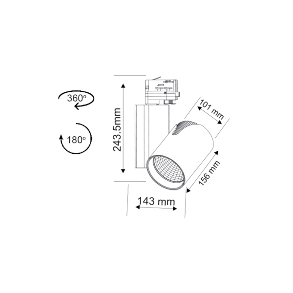 GREY LED TRACK LIGHT 35W 3.000K 4WIRES 24° 2500LM 230V Ra80 - Image 2