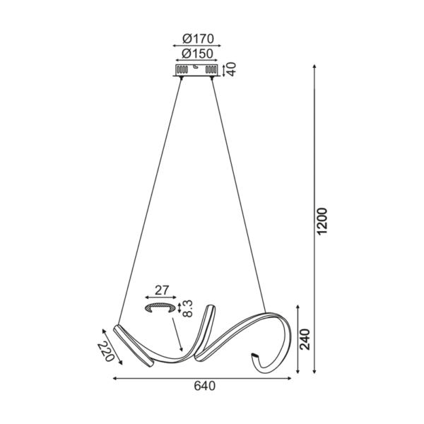 ^ΚΡΕΜΑΣΤΟ Φ/Σ LED 40W 3000K 2400LM ΛΕΥΚΟ ΑΛΟΥΜΙΝΙΟ 64X22ΧΗ120CM CLEO - Image 2