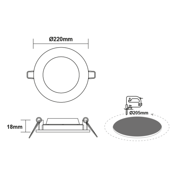 LED PANEL WHITE ROUND 22W 4000K 2350Lm  Φ220 230V AC Ra80 - Image 2