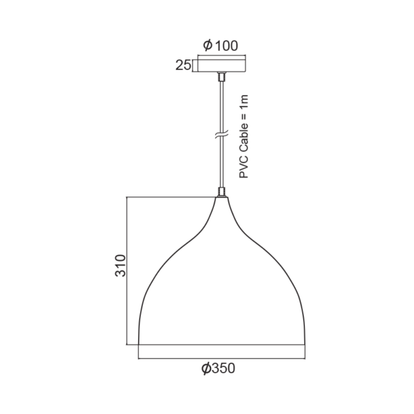 ΜΕΤΑΛΛΙΚΗ ΚΑΜΠΑΝΑ 1ΧΕ27 ΛΕΥΚΗ Φ35χΗ31cm ROXANNE - Image 2