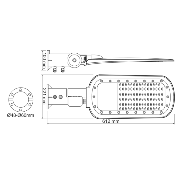 LED STREET LUMINAIRE 200W 27000LM 4000K 140x90˚ CLASS I 230V AC IP66 - Image 3
