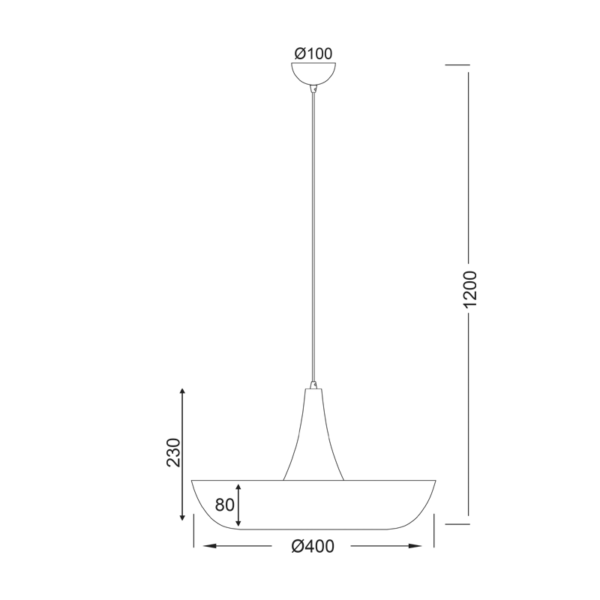 ΚΡΕΜΑΣΤΟ Φ/Σ 1ΧΕ27 ΜΕΤΑΛΛΙΚΟ ΛΕΥΚΟ Φ40ΧΗ120CM SOBRERO - Image 2