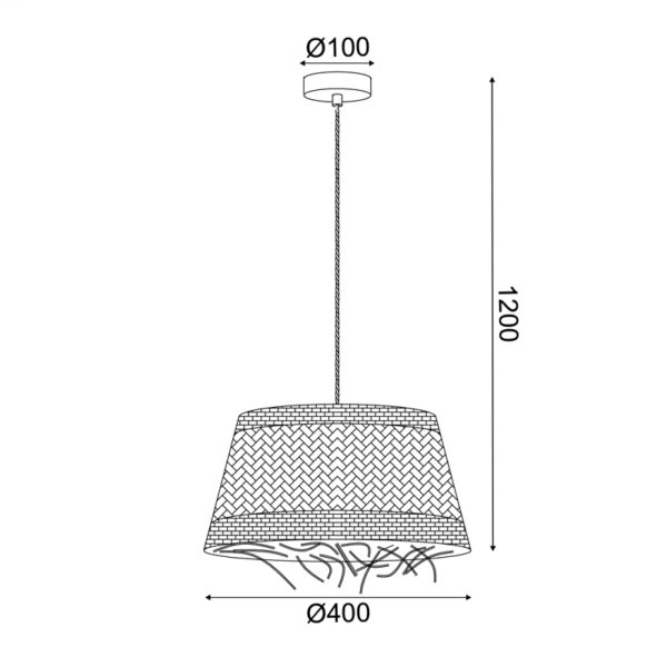 ^ΚΡΕΜΑΣΤΟ Φ/Σ 1xE27 ANDROS GRASS RATTAN Φ40Χ120CM - Image 3