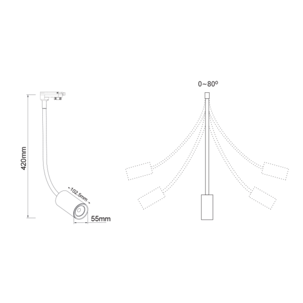 WHITE LED TRACK LIGHT 10W 4000K 4WIRES 24° 900LM 230V Ra80 - Image 2