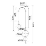 ΚΡΕΜΑΣΤΟ Φ/Σ LED 15W 3000K 1500LM AMELIA ΜΑΥΡΟ ΜΕΤ/ΚΟ+ΛΕΥΚΟ ΓΥΑΛΙ D37XH130CM - Image 3
