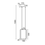 ^ΚΡΕΜΑΣΤΟ Φ/Σ LED 11W 3000K 1044LM ΛΕΥΚΟ ΜΕΤΑΛΛΙΚΟ 18X11XH136CM SYMETRIA - Image 2
