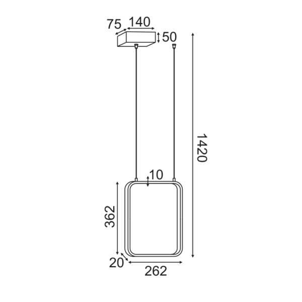 ^ΚΡΕΜΑΣΤΟ Φ/Σ LED 15W 3000K 1390LM ΛΕΥΚΟ ΜΕΤΑΛΛΙΚΟ 26X14XH142CM SYMETRIA - Image 2