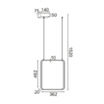^ΚΡΕΜΑΣΤΟ Φ/Σ LED 19W 3000K 1820LM ΛΕΥΚΟ ΜΕΤΑΛΛΙΚΟ 36X14XH1520CM SYMETRIA - Image 2
