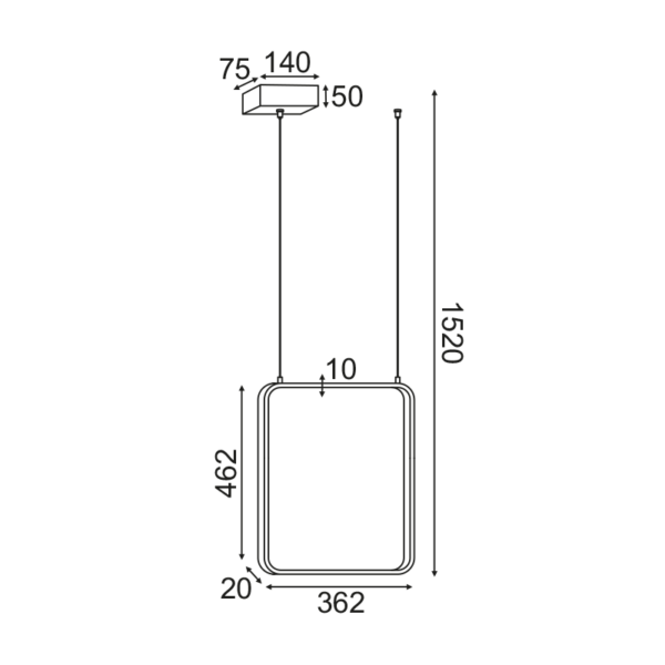 ^ΚΡΕΜΑΣΤΟ Φ/Σ LED 19W 3000K 1820LM ΛΕΥΚΟ ΜΕΤΑΛΛΙΚΟ 36X14XH1520CM SYMETRIA - Image 2