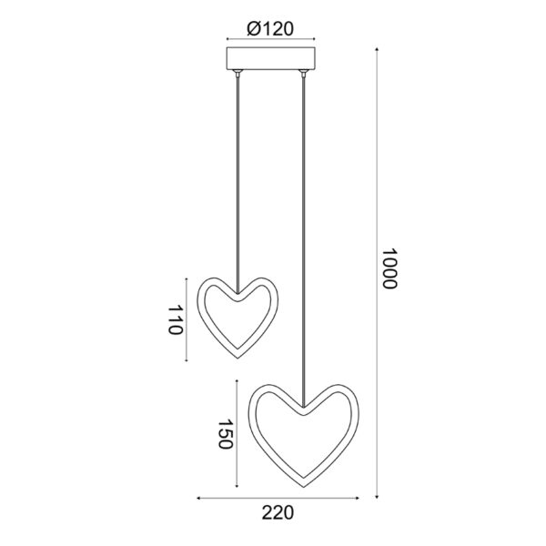 ΚΡΕΜΑΣΤΟ Φ/Σ LED 14W 3000K 900LM INNAMORATO ΡΟΖ ΜΕΤ/ΚΟ 24X14X100CM - Image 2