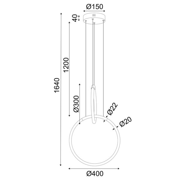 ^ΚΡΕΜΑΣΤΟ Φ/Σ LED 24W 3000K 1680LM VENUS ΟΡΕΙΧΑΛΚΟ ΜΕΤ/ΚΟ IP20 40X30XH164CM - Image 2